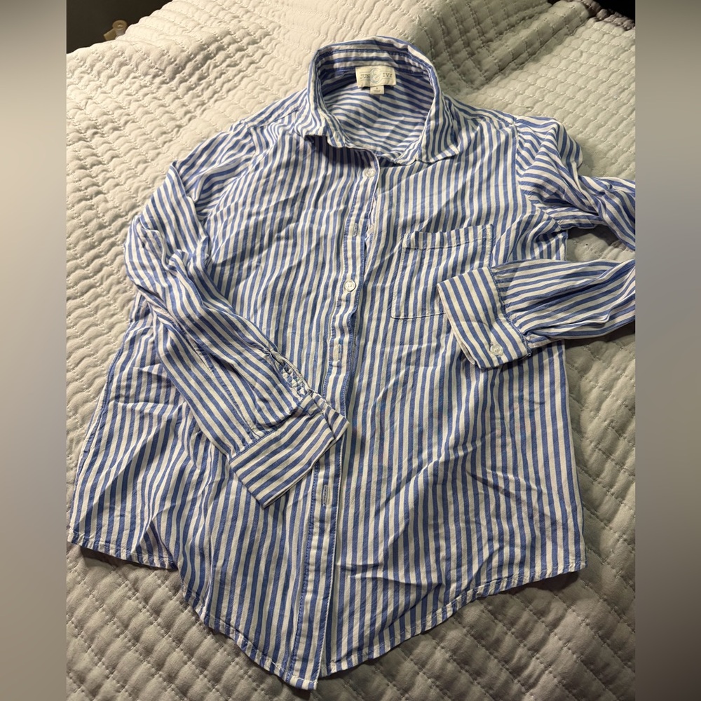 Blue and White Striped Shirt